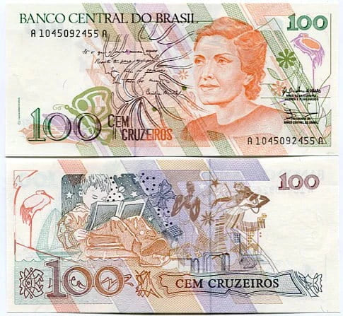 Brazylia 100 Cruzeiros 1989 r. UNC