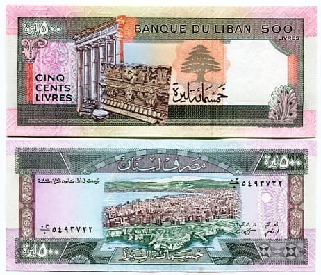 Liban 500 Livres 1988 r. UNC