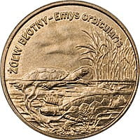 2 zł Zwierzęta świata - Żółw błotny - Emys orbicularis