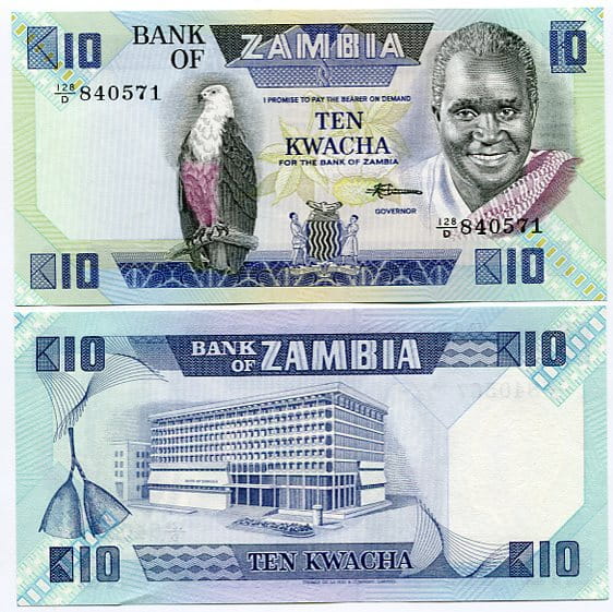 Zambia 10 Kwacha 1988 r. UNC
