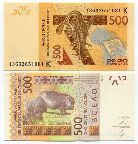 Senegal 500 Francs 2012 r. UNC