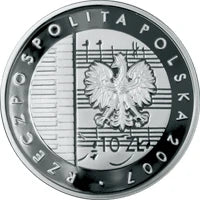 10 zł Ag 125. rocznica urodzin Karola Szymanowskiego 2007 r.