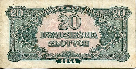 Banknot Polska 20 Złotych 1944 r. CH