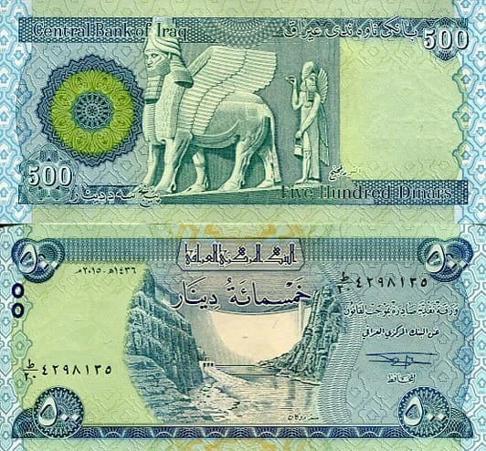 Irak 500 Dinarów 2015 r. UNC