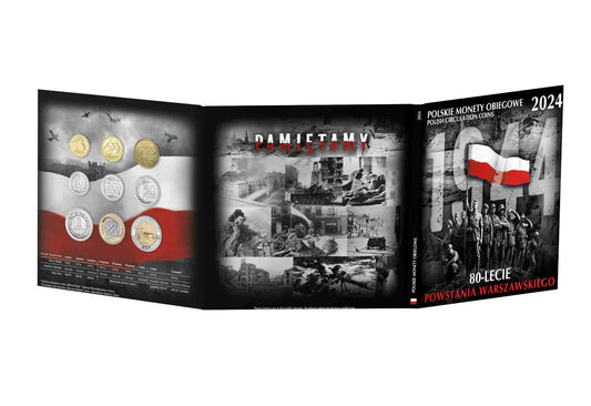 Menniczy zestaw monety obiegowe w etui 2024 r. 80 lecie Powstania Warszawskiego