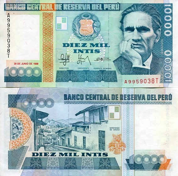 Peru 10 000 Intis 1988 r. UNC