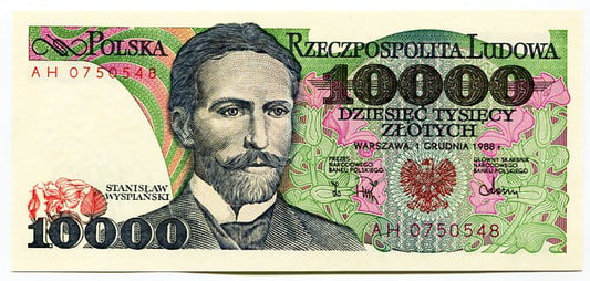 Banknot Polska 10 000 Złotych 1988 r. AG