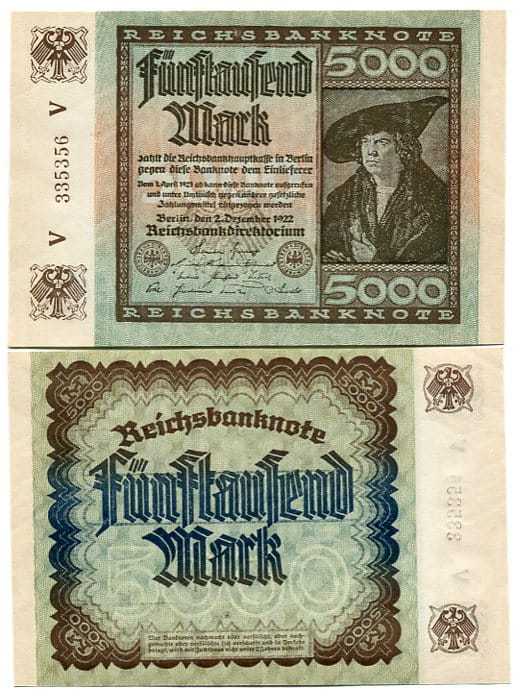 Niemcy 5000 Mark 1922 r. UNC