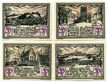 Zestaw 4 Notgeld Szczecin Stettin 1921 r. 50 pfennig