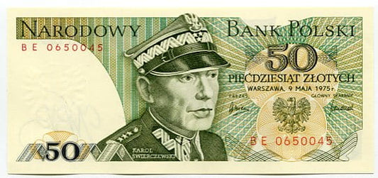 Banknot Polska 50 zł z 1975 r. BT