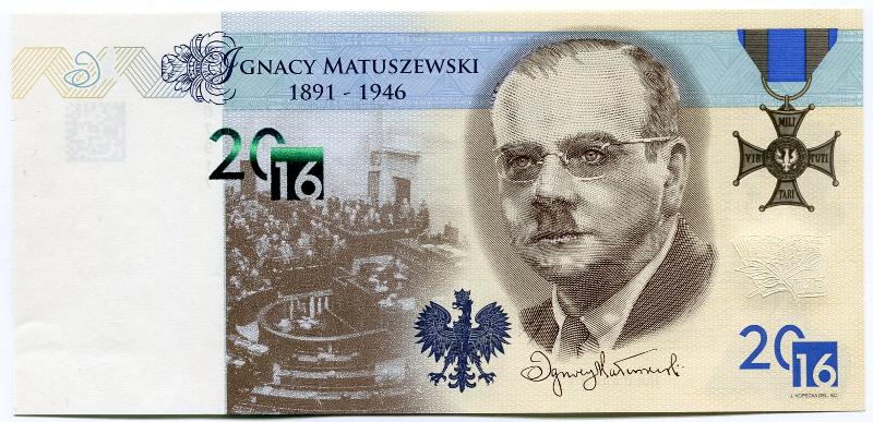 Banknot testowy PWPW Ignacy Matuszewski