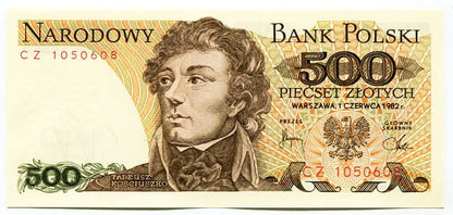 Banknot Polska 500 zł 1982 r. GK