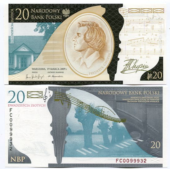Banknot Kolekcjonerski 20 zł 200. rocznica urodzin Fryderyka Chopina