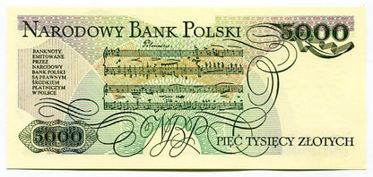 Banknot Polska 5 000 Złotych 1988 r. DB