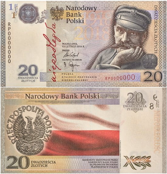 Banknot Kolekcjonerski 20 zł 100. rocznicę odzyskania przez Polskę Niepodległości