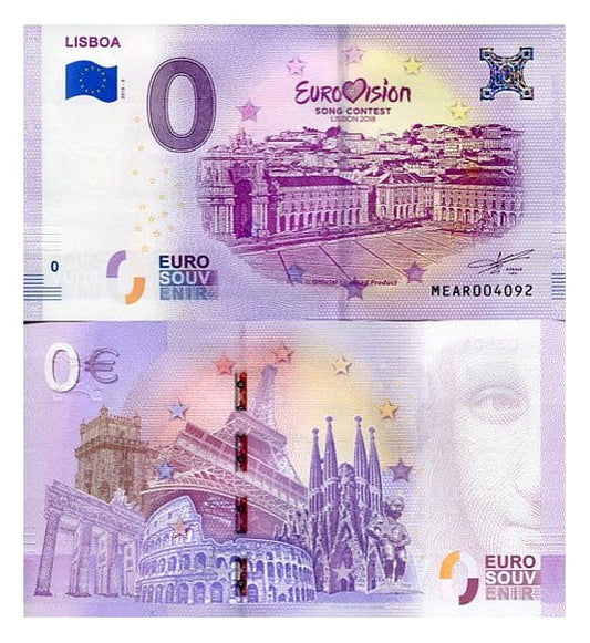 Banknot 0 Euro Portugalia - Eurowizja 2018 w Lizbonie