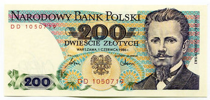 Banknot Polska 200 zł z 1986 r. DE