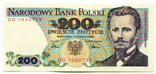 Banknot Polska 200 zł z 1986 r. DE