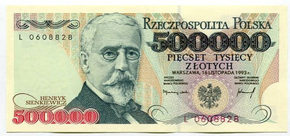 Banknot Polska 500000 zł z 1993 r. L