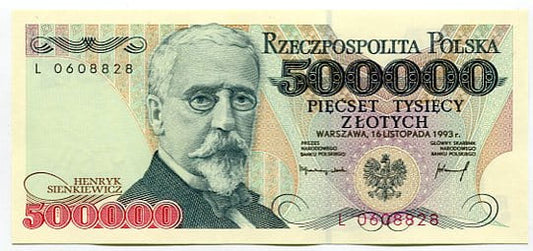 Banknot Polska 500000 zł z 1993 r. L