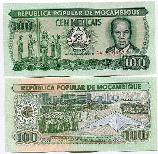 Mozambik 100 Meticais 1989 r.  UNC