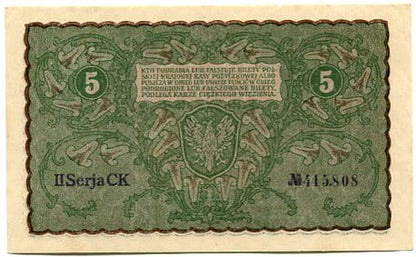 Banknot Polska 5 Marek  Polskich 1919 r. AE