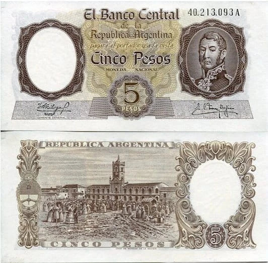 Argentyna 5 Pesos 1960 r. UNC