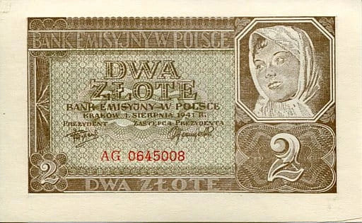 Banknot Polska 2 Złote 1941 r. AG