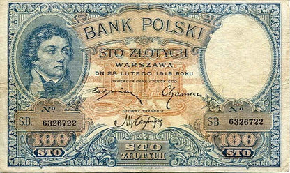 Banknot Polska 100 Złotych 1919 r. S.B.