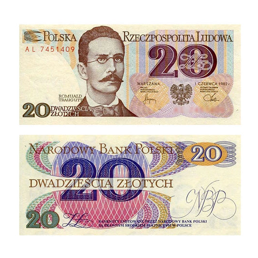 Banknot Polska 20 zł z 1982 r. AN