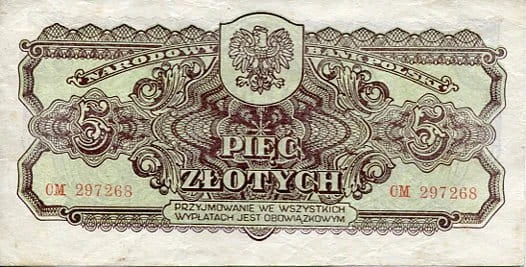 Banknot Polska 5 Złotych 1944 r. CM