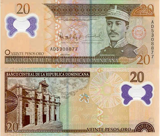 Dominikana 20 Pesos 2009 r. Polimer UNC