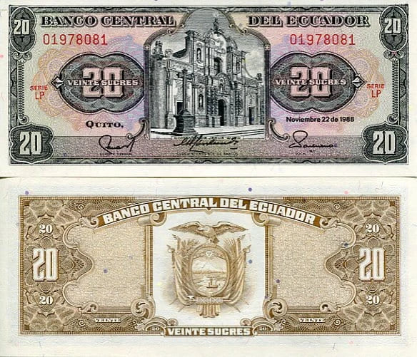 Ekwador 20 Sucres 1988 r. UNC