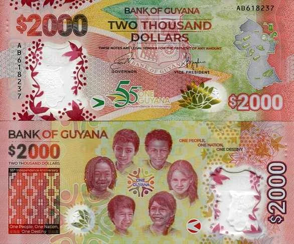 Gujana 2000 Dolarów 2022 r. Polimer UNC