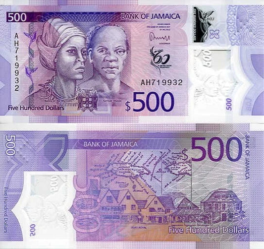Jamajka 500 Dolarów 2022 r. Polimer UNC