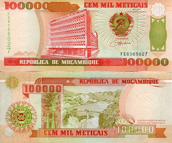 Mozambik 100 000 Meticais 1993 r.  UNC