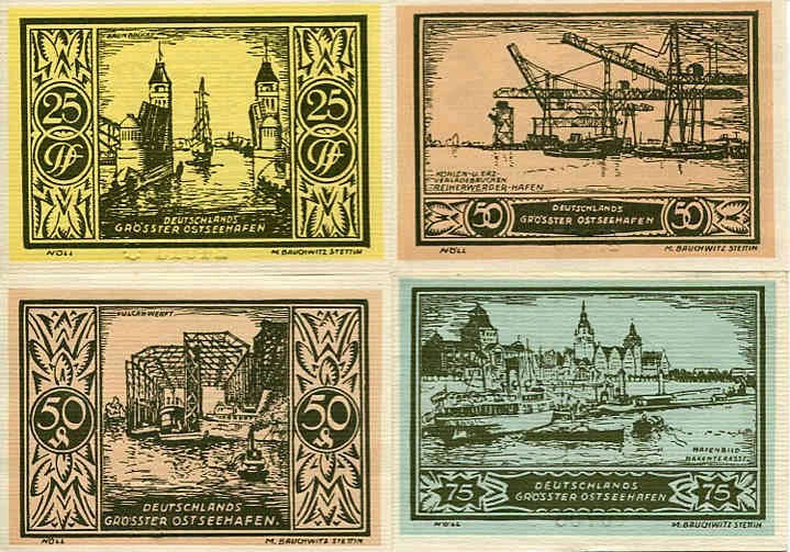Notgeldy Szczecin Stettin 4 szt. 1921 r.