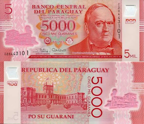 Paragwaj 5000 Guaranies 2017 r.  Polimer UNC