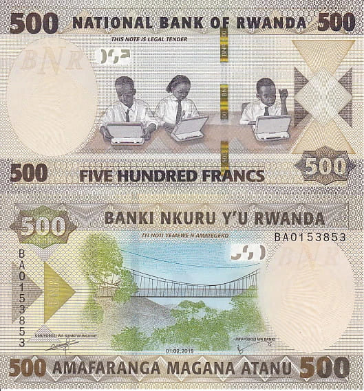 Rwanda 500 Francs 2019 r. UNC