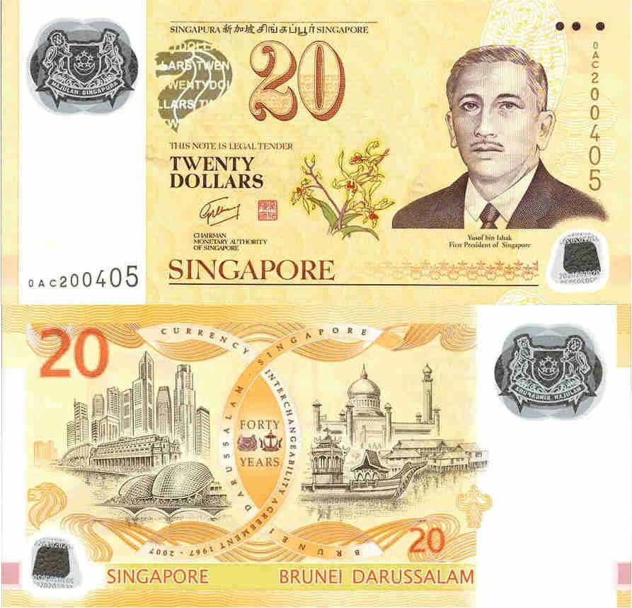 Singapur 20 Dolarów 2007 r. Polimer UNC