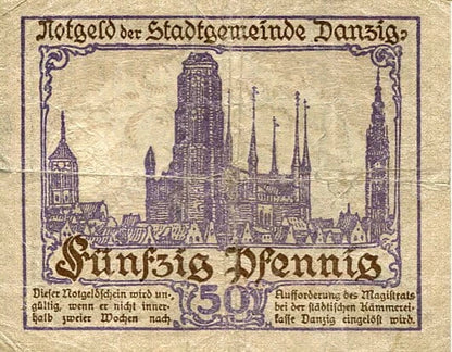 Wolne Miasto Gdańsk 50 Pfennig 1919 r.