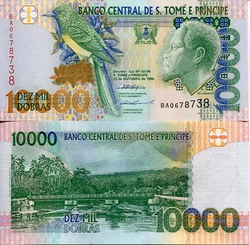 Wyspy Świętego Tomasza i Książęca 10000 Dobras 1996 r. UNC